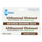 Globe Ichthammol Ointment 20% (Drawing Salve) 1 OZ - Soothing Skin Relief, Treatment of Eczema, Acne, Boils, Splinters, Bee Stings - Maximum Strength