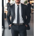 thumbnail image 3 of Maikun Men's Leather Ratchet Belt with Automatic Sliding Buckle for Dress Casual Trim to Fit(Black,35mm,30"-34"Waist Adjustable), 3 of 5