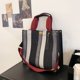 thumbnail image 5 of Bolso de hombro a rayas Bolso informal con asa superior Bolsos tote de gran capacidad (Negro L), 5 of 8