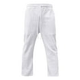 thumbnail image 4 of RYDCOT Mens Casual Cotton Linen Pants Elastic Waist Drawstring Straight Summer Beach Pants White, 4 of 9