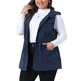 thumbnail image 4 of Chaleco utilitario sin mangas con capucha para mujeres de tallas grandes Agnes Orinda, ligero, con cordón, para escuela y universidad, 3X, azul marino, 4 of 6