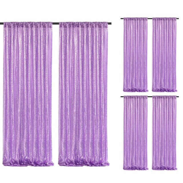 Cortinas de fondo con lentejuelas SoarDream Lavender Glitter, 2,4 x 2,4 m