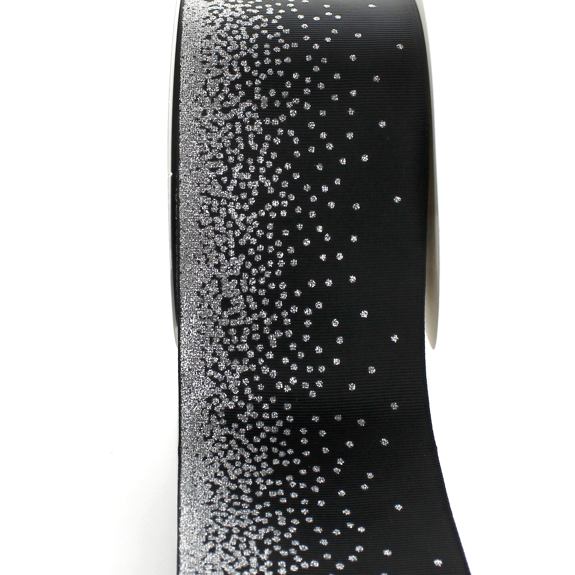 3" Sparkle Fade Grosgrain Ribbon Black 100yds