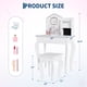 thumbnail image 4 of Juego de Tocador de Maquillaje para Niñas con Espejo y Taburete - Juguete de Madera con Cajón y Organizador, para Niñas de 3 a 9 Años, Incluye Accesorios de Maquillaje de Juguete, blanco, 4 of 26