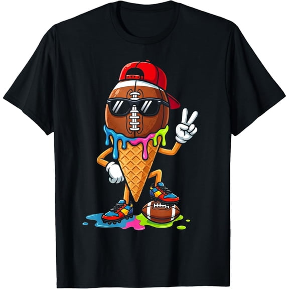 American Football Ice Cream Drip Sports Players Fans T-Shirt