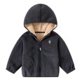 thumbnail image 3 of Cethrio Boys Hooded Fleece Jacket, Full Zip Warm Embroidery Lightweight Fall Winter Outerwear Size 3-4 Years Dark Gray, 3 of 8