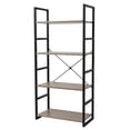 thumbnail image 2 of 4 Tier Bookcase Shelf Storage Organizer Wood and Metal Bookshelf Rack Gray, 2 of 8