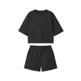 thumbnail image 6 of BRELIL Women's Two Piece Set Round Neck Short Sleeve Tshirt Pocket Elastic Waisted Shorts Casual Solid Basic Lounge Outfits Summer Travel Vacation Tracksuit, Black XL, 6 of 9