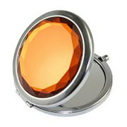 KOLIGHT Mini Cosmetic Metal Portable Fold Pocket Women Girls Makeup Mirror Double Sides (One Is Normal,another Is Magnifying) (Orange)