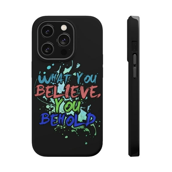 DistinctInk Tough Case for Apple iPhone 15 PRO (6.1" Screen), Compatible with MagSafe Charging - What Believe Behold