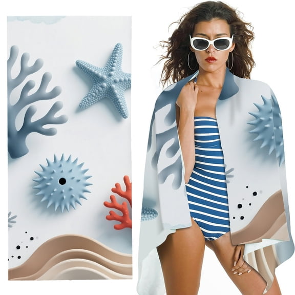 RKSupls Seashell Starfish Beach Quick Dry Sand-Free Large Pool Beach Towel for Travel Camping
, Ultra-Soft Microfiber for Bathroom,Beach, Soft Super Absorbent- 30x60 in