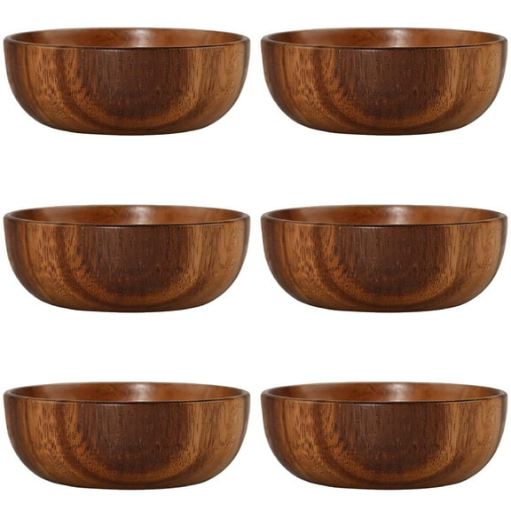 6 Pcs Small Japanese Wooden Bowls Set, Acacia Wood Bowls for Home Use, Mixing Bowls, Fruit Plates, Charcuterie Board Bowls