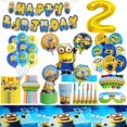 thumbnail image 2 of Globos de látex para decoración de fiesta de cumpleaños de los Minions, vasos de papel amarillos, artículos para fiesta, vajilla desechable de Mi villano favorito, juguete, 2 of 5