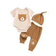 thumbnail image 2 of Aojekbee Baby Boys 3Pcs Summer Outfits Short Sleeve Bear Print Romper + Pants + Hat Set Newborn Clothes, 2 of 10