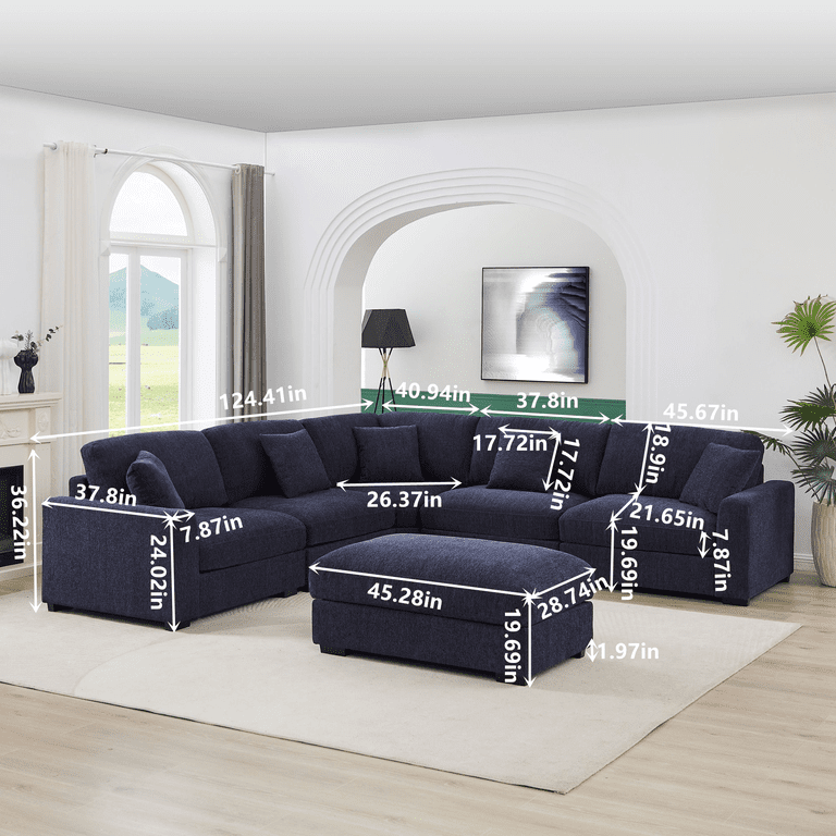 Alexent Oversized Modular Upholstered Sectional Sofa with Ottoman