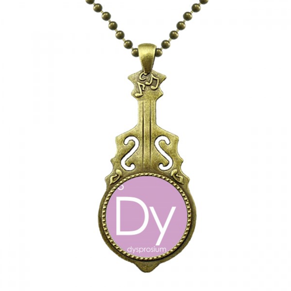 Chestry Elements Period Table Lanthanide Dysprosium Dy Necklace Antique Guitar Jewelry Music Pendant
