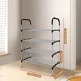 thumbnail image 2 of Homely-Hub 4-Tier Slim Shoe Rack, Compact Easy-Assembly Design Silver-Black, Space-Saving Shoe Shelf for Bathroom, Living Room, Dorm, 2 of 9