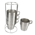 thumbnail image 4 of Vasos de camping de acero inoxidable y plástico, juego de 4 piezas de doble capa, tazas de café apilables para picnics, color plateado, 4 of 8