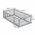 thumbnail image 3 of Mirightone Twin Size Floor Bed, Wood Montessori Floor Beds with High Fence Railings, Door & Slats Support, Twin Playhouse Bed Frame, No Box Spring Needed, Grey, 3 of 9