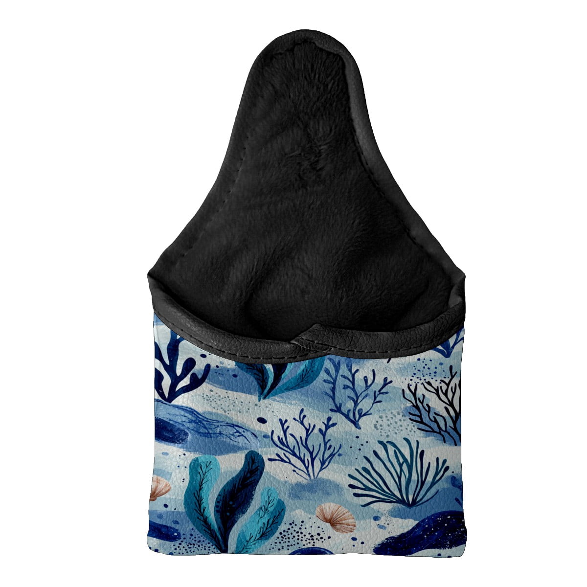 Golf Mallet Putter Cover Premium Leather Waterproof Golf Putter Head Cover with Magnetic Closure Marine Plants