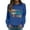 Blue, variant on Wang6 Womens Thanksgiving Graphic Sweatshirts Trendy Gobble Letter Printed Long Sleeve Crew Neck Pullovers Comfy Fall Loose Fit Solid Tshirts Tops White XL