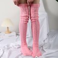 thumbnail image 3 of Calcetines de mujer de lana de tubo largo de punto hasta la rodilla de moda moda moda, 3 of 6