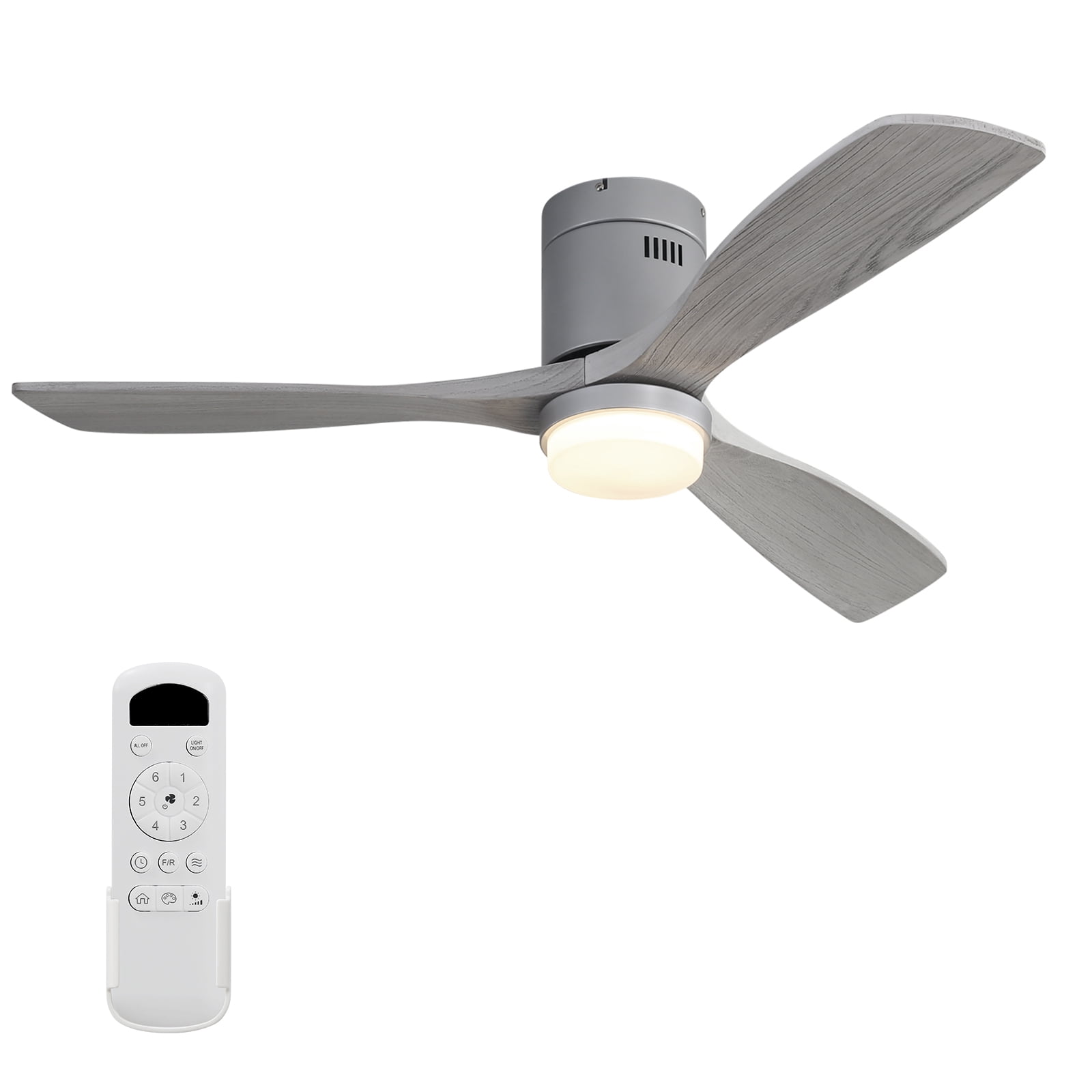 Sofucor 52" Indoor/Outdoor Low Profile Ceiling Fan with LED Light and Remote