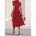 thumbnail image 5 of Elegant Summer Dresses for Women: Casual Boho Floral Midi Dress with V-Neck and Button Down Design Red L, 5 of 7