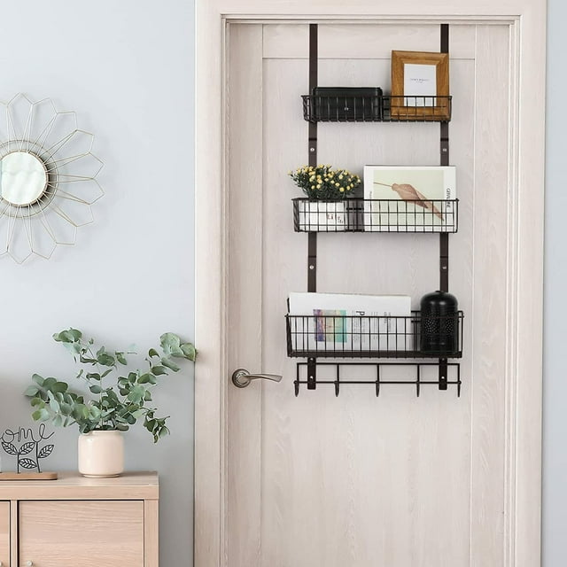Stunning Living Room Storage Solutions Using Hanging Storage Racks With Baskets image