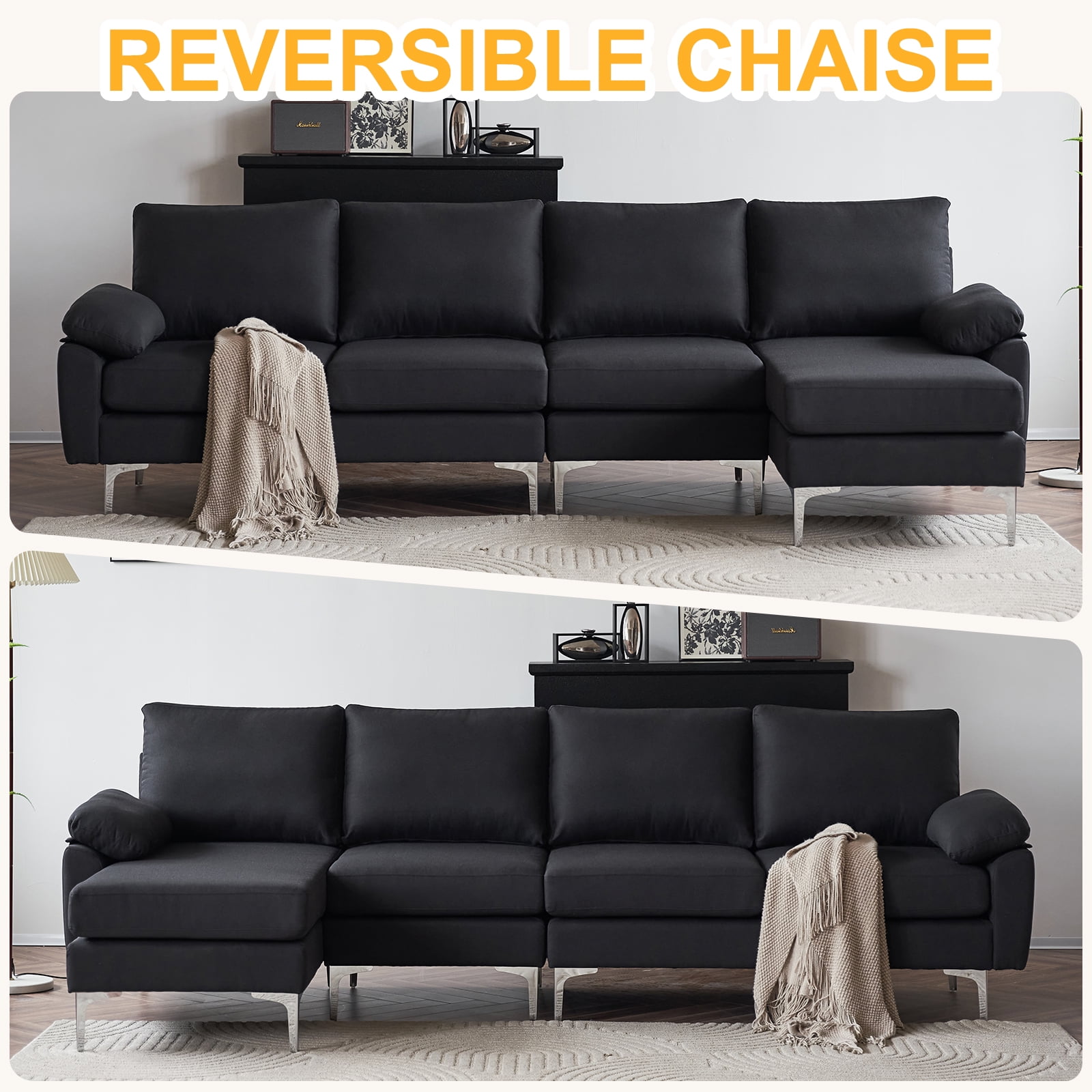 Ktaxon Small Space Sectional Sofa Set, L Shaped Linen Fabric