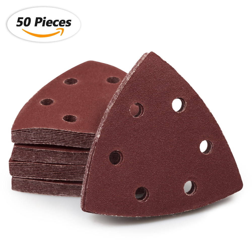 SPEEDWOX 60 Pcs 3-1/2 Inches 90mm Detail Sander Sandpaper Triangle Hook