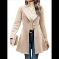 thumbnail image 1 of Abrigo de Invierno de Mezcla de Lana Color Camel para Mujer, Hasta la Rodilla, con Solapa y Muesca, Chaqueta de Abrigo con Botonadura Única Albaricoque M, 1 of 9