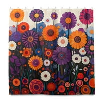 Yayeee Shower Curtain with Hooks 72"x72" Waterproof Fabric Bathroom Hanging Decor, Purple Flowers