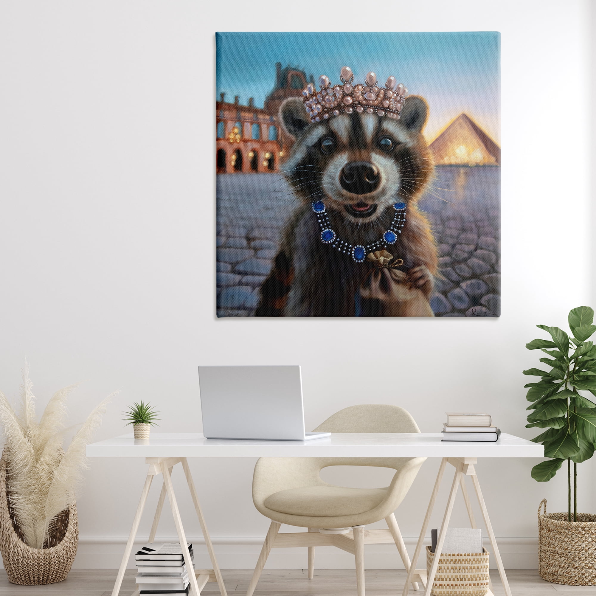 Stupell Industries Louvre Loot Raccoon Canvas Wall Art, design by Lucia Heffernan