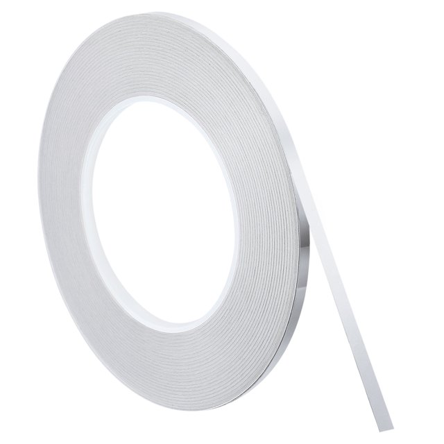 Cinta Metalizada Uxcell, 0.19 in x 164 ft Cinta de Película de Poliéster Metalizada Autoadhesiva para Paredes y Manualidades, Plata Brillante