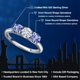 thumbnail image 2 of Gem Stone King 925 Sterling Silver White Moissanite and Blue Tanzanite Engagement Ring for Women | 1.42 Cttw | Round 5MM | Gemstone Birthstone | Size 5, 2 of 7