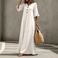 thumbnail image 6 of Vynhevius Womens Solid Ruffled Dress V Neck Bell Sleeve Button Down Flowy Maxi, 6 of 9