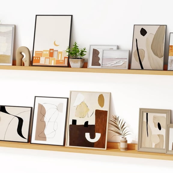 Floating Picture Ledge Shelves for Wall Set of 2, 55 Inches Picture Shelf with Ledge, Nursery Book Shelf for Toys Storage Kids Bookshelf Wall Mounted Living Room Bedroom Decor Frames, Oak