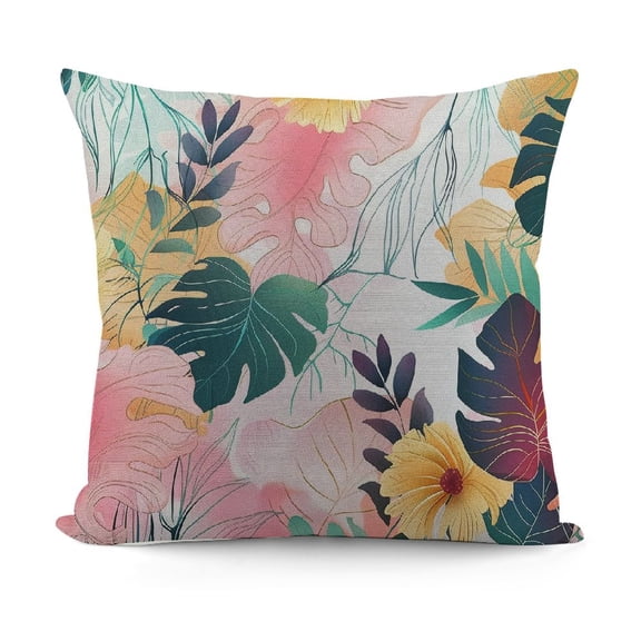 YINGXI Throw Pillow Covers Multicolor Abstract Tropical Plants Palm Leaves Pink Design Pillow Case Pillowcases for Home Decor Sofa Outdoor 1 12x12in
