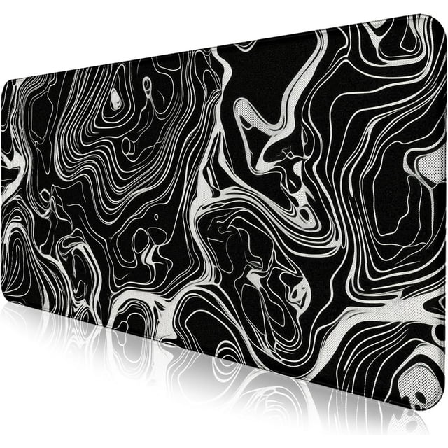 Minimalist Abstract Line XL Desktop Mat - Curved Pattern Mountain Background, Decorative Home Office Study Mat, 35.4x15.7x0.12 Inches, Perfect for Keyboard and Mouse