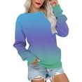 thumbnail image 2 of Pxxlle Sweatshirts for Women Trendy Gradient Graphic Sweatshirt Oversized Long Sleeve Fall Pullovers Casual Crewneck Tops Light Blue M, 2 of 4