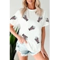 thumbnail image 3 of Women's White Sequined Lobster Graphic Crewneck Tee - Casual and Chic | [ZhiHiMeRi] | (US 20-22)2XL, 3 of 9