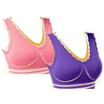 thumbnail image 2 of DJskiyers 2 Pack Women Wirefree Plus Size Bras Stretchy Seamless Sports Bra Lace Trim Yoga Bra Soft Full Coverage Bras Comfortable Sleep Bralettes, 2 of 6