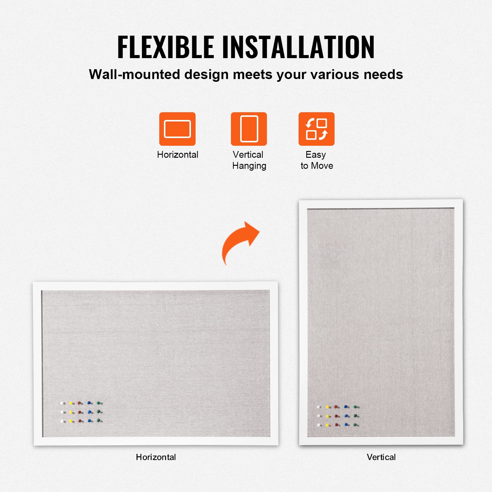 SKYSHALO 36"x24" Linen-Covered White Corkboard – Wall-Mountable Display Board for Home, School, Office – Sleek & Practical Message Board
