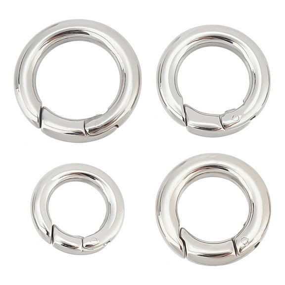 Ring Smooth 304 Stainless Steel Spring Gate Rings O Rings Snap Clasps Stainless Steel Color 4pcs/box