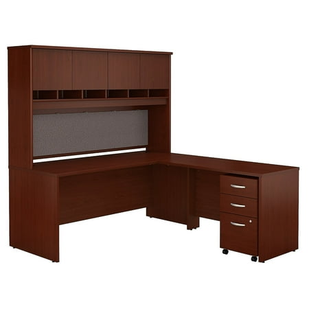 UPC: 0042976522988 | Bush Business Furniture 72 in. Series C L-Shaped Desk with Hutch & Mobile File Cabinet – Mahogany