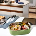 thumbnail image 6 of AuroraX Lunch Boxes for Women,Small Reusable Insulated Thermal 2 Compartment Snack Containers,Square Hot Food Microwave Safe Green, 6 of 9