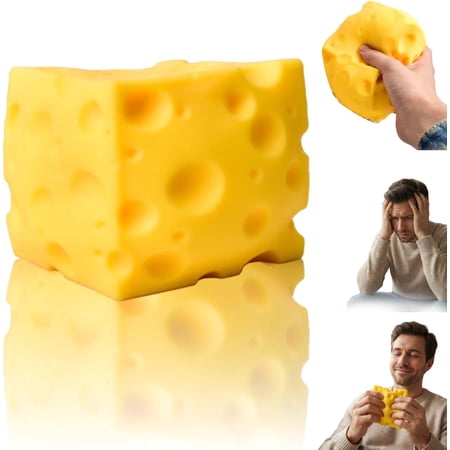 4 in Big Cheese Squishy, Extra Large Squeeze Cheese Block, Novelty Sensory Squishys Cheese Cube, Help for Relax ,Focus, for Stress Relief