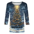 thumbnail image 4 of Hvot&aat Ladies' Christmas Printed Loose Casual Round Neck With Three Quarter Sleeves And 3/4 Sleeves T-shirt Pullover Top, 4 of 4