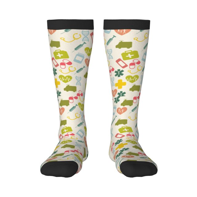 Balery Medical Icons Calcetines novedosos Calcetines deportivos Calcetines hasta la rodilla Calcetines de algodón Calcetines originales y geniales